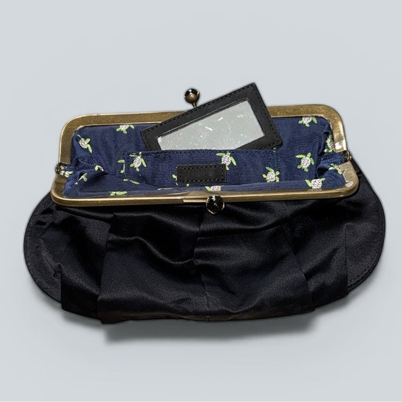 J. Crew Black Satin Kisslock Clutch | Vintage - Picture 4 of 5